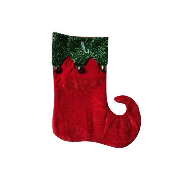 Holiday Helper Elf Style Jingle Bells 17.5" Christmas Stockings x 2 - Picture 11 of 12